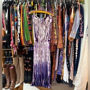 Elegant Purple Tie-Dye Maxi Dress